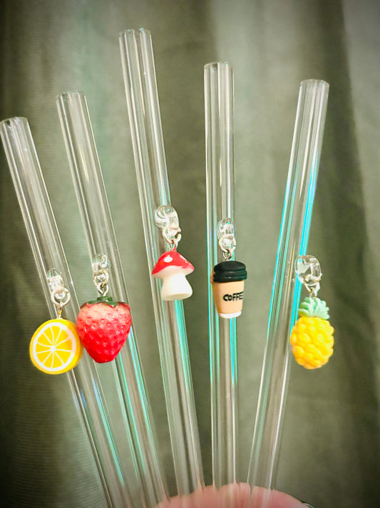 Glass Charm Straws RTS